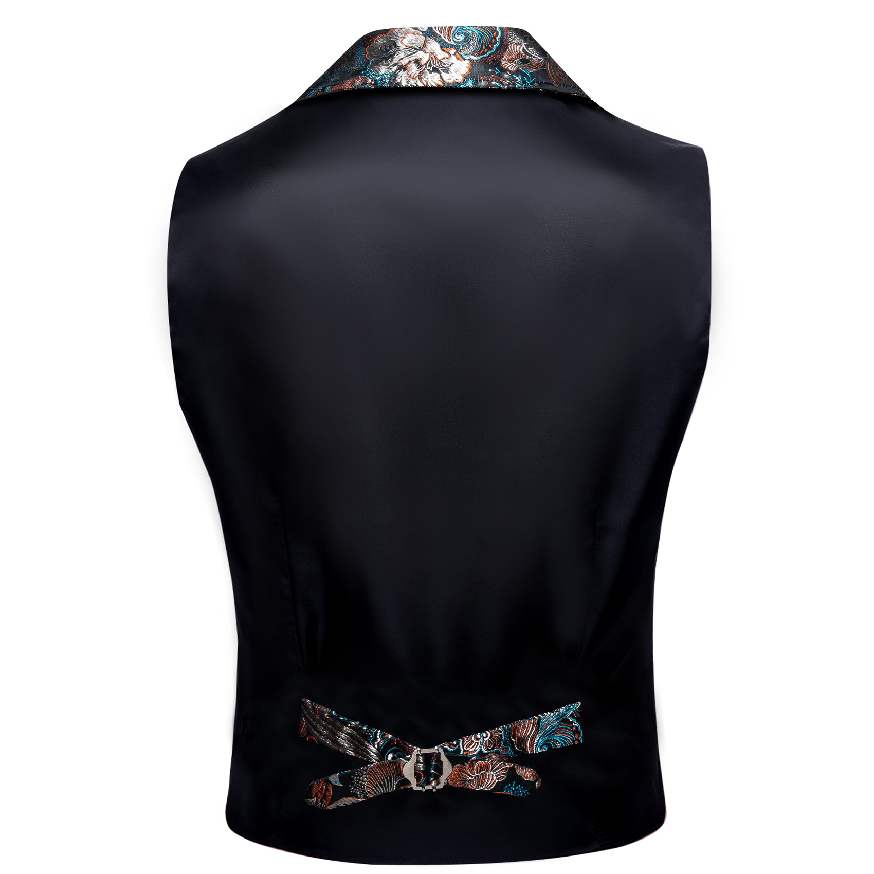 Men's Blue Gold Jacquard Floral Silk Waistcoat Vest