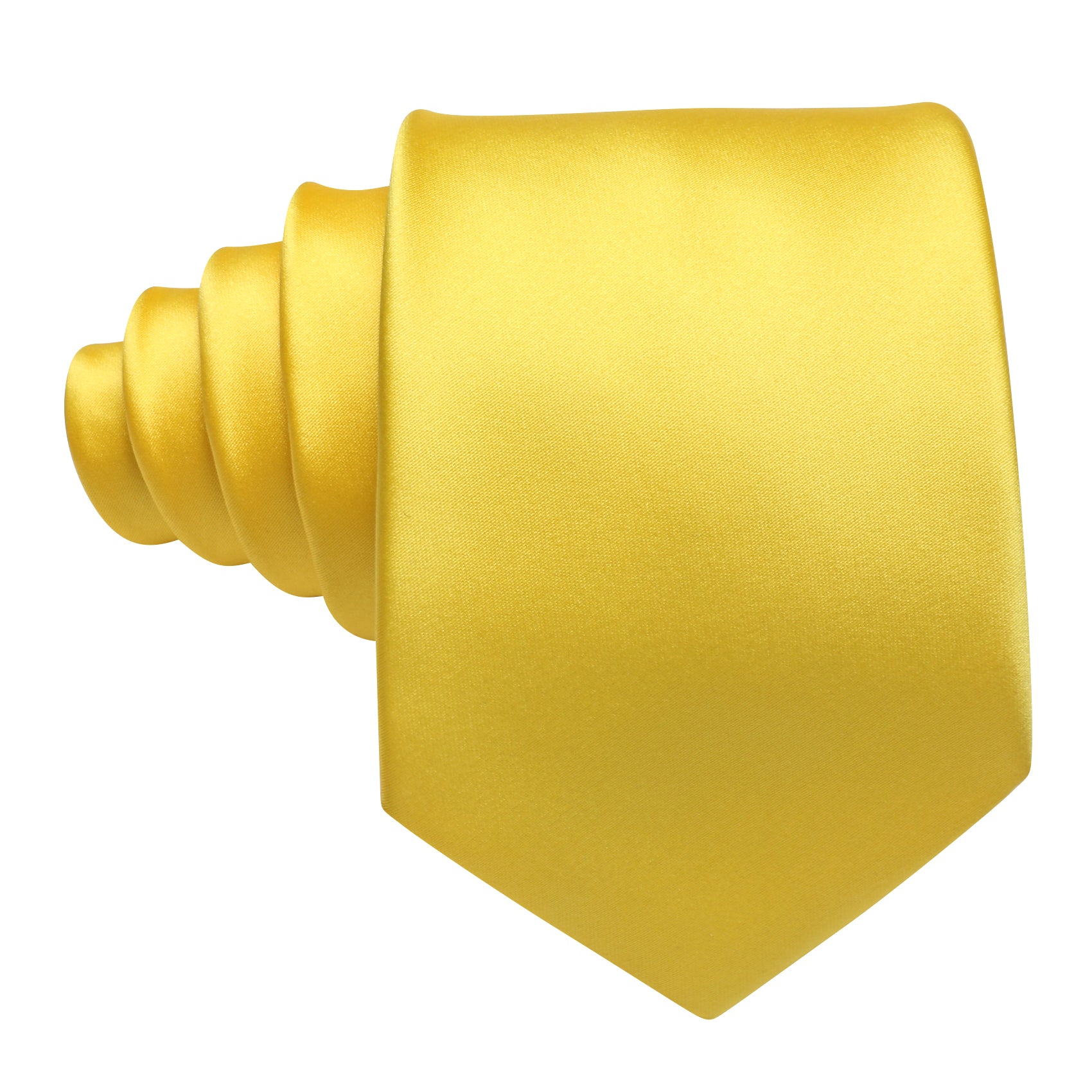 Yellow Solid Silk Tie Handkerchief Cufflinks Set For Men