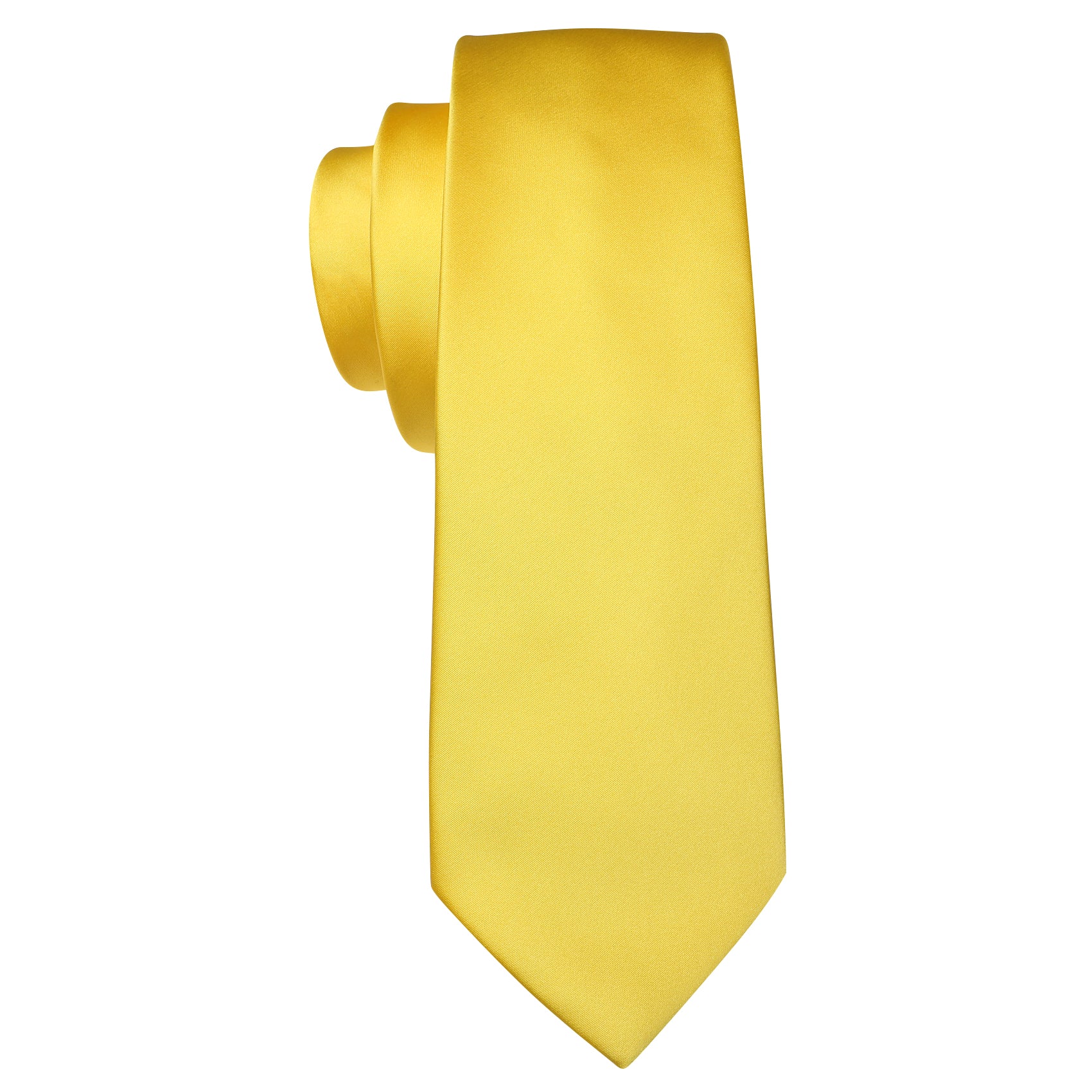 Yellow Solid Silk Tie Handkerchief Cufflinks Set For Men