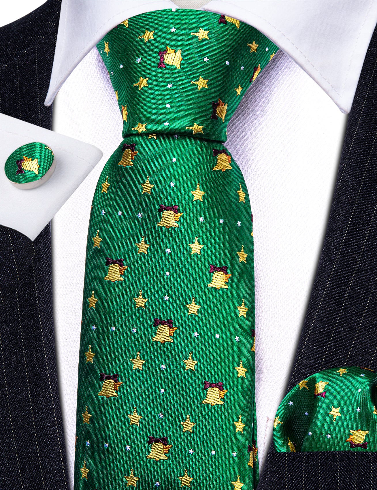 green christmas mens tie