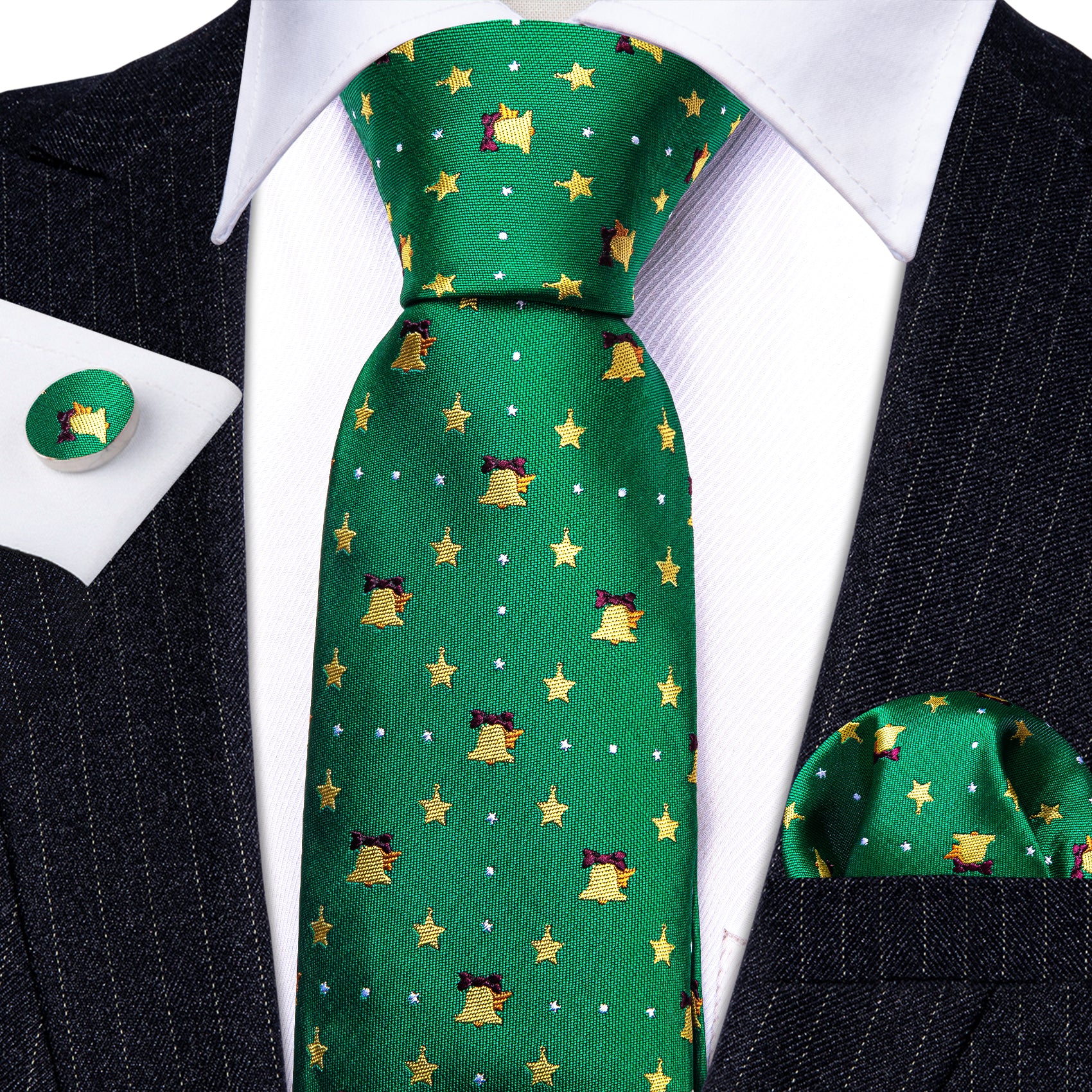 green christmas silk tie