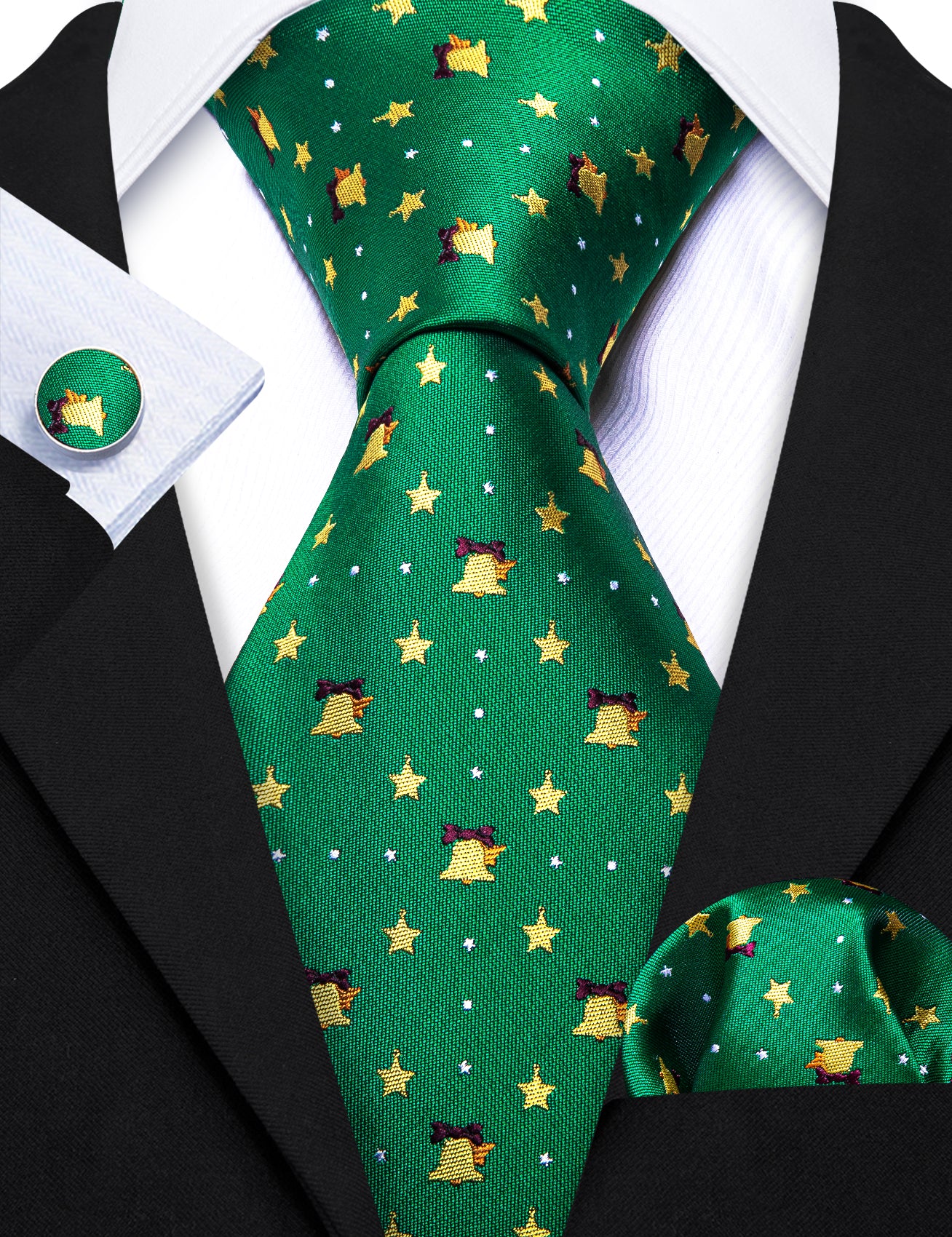 green christmas mens silk tie