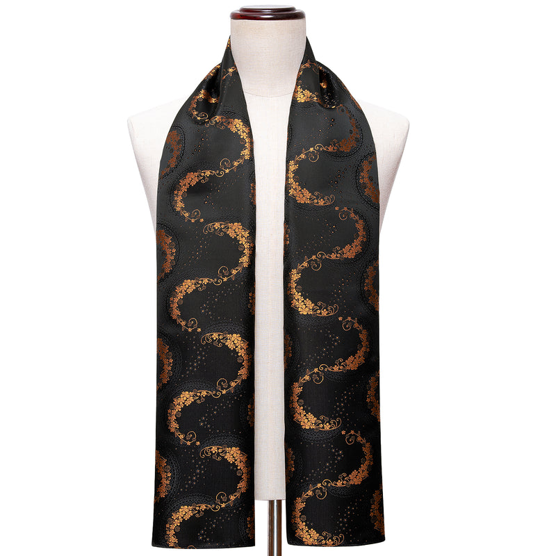 New Luxury Black Golden Paisley Scarf – BarryWang