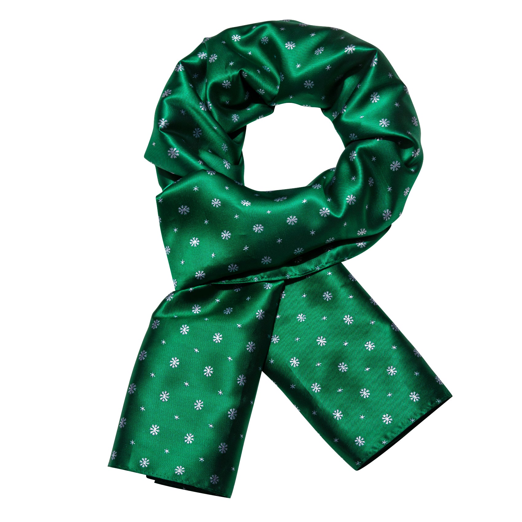 Barry Wang Silk scarf Christmas Luxury Green White Snowflake Scarf