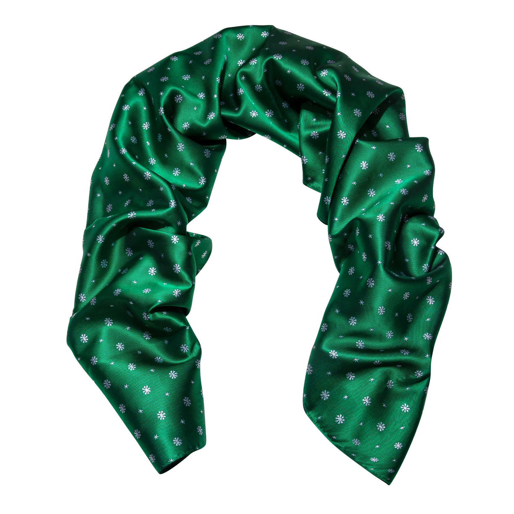 Barry Wang Silk scarf Christmas Luxury Green White Snowflake Scarf